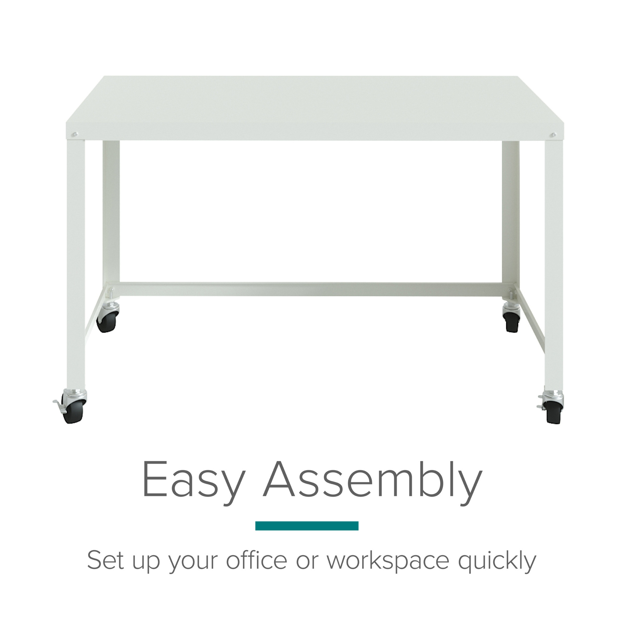 Hirsh Industries, RTA 48in. Mobile Desk for Home Office, Width 47.45 in, Height 29.6 in, Depth 23.88 in, Model# 21114